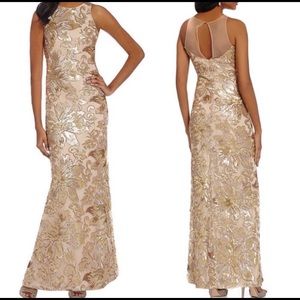 Belle Badgley Mischka Floral Sequin Evening Gown